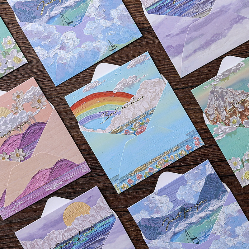 INS Style Oil Painting Greeting Card Set – Rainbow Series