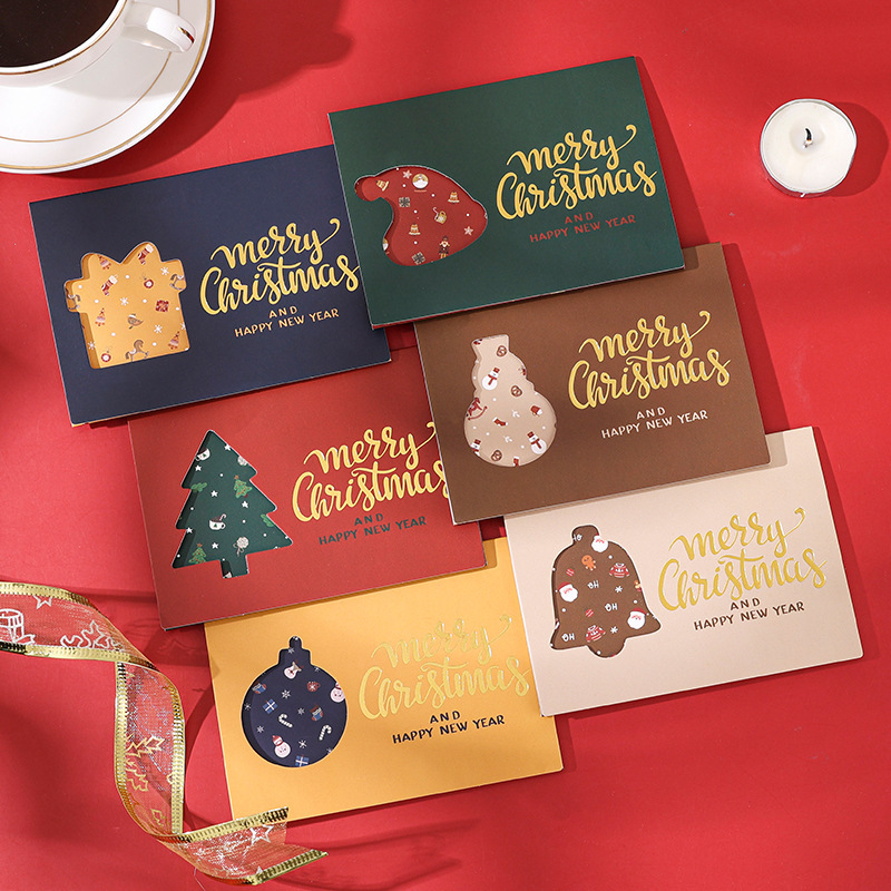 Trifold Vintage Hollow Oil Painting Christmas Card Set